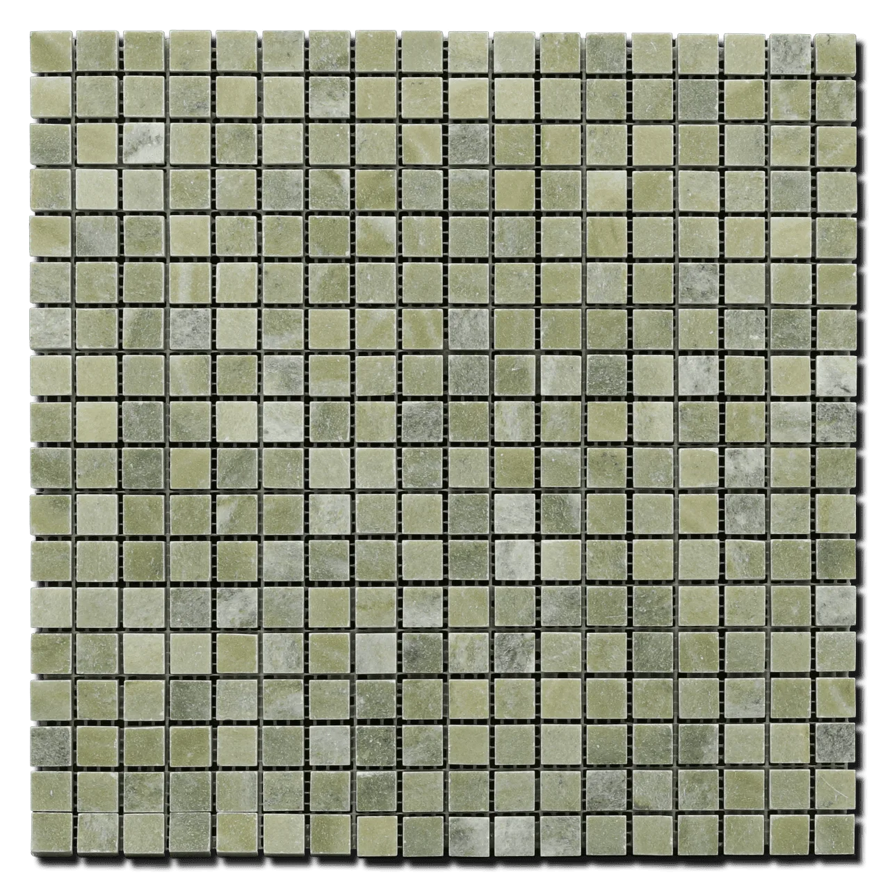 Verde Laguna 5/8 Square Mosaic Tile in polished marble finish, perfect for flooring and wall applications.