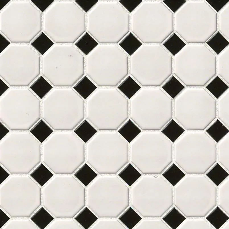 White And Black Matte Octagon Mosaic