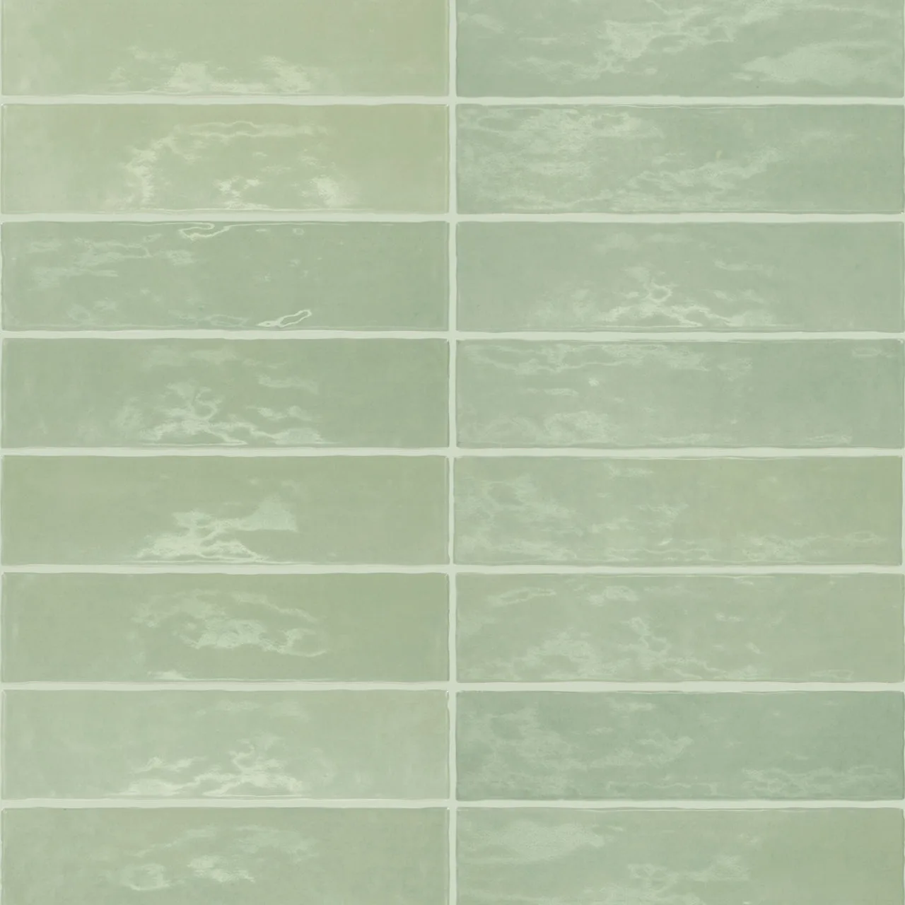 Marazzi Zellige Neo Turchese ceramic tile in glossy turquoise finish, size 3x12 inches, rectangular shape