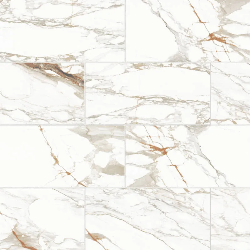 Calacatta Macchia Vecchia porcelain tile in honed finish, size 24x48, featuring elegant veining and durable material.