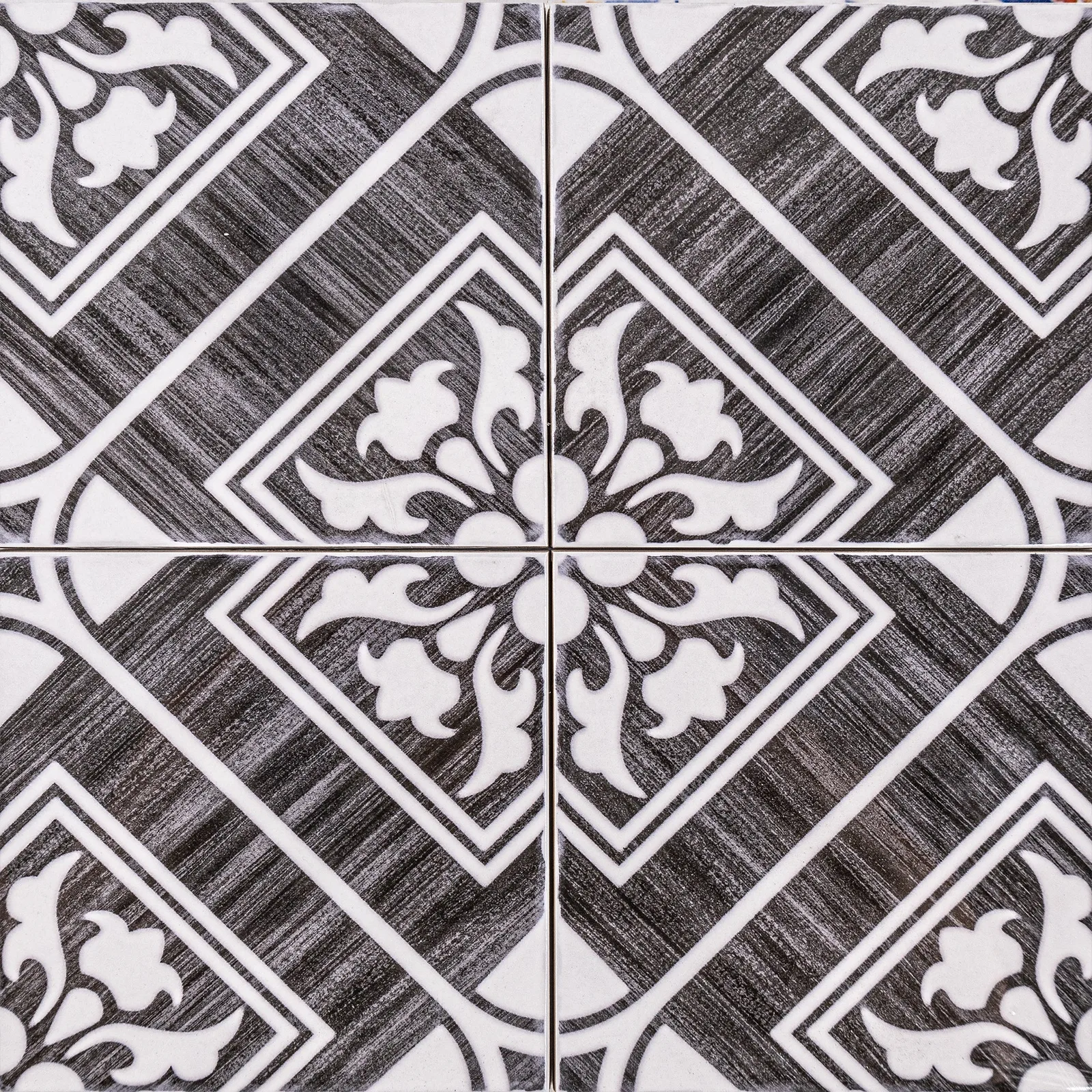 Andratx Telmo porcelain tile in Charcoal, Navy, and Green, 6x6 size, glossy finish, 8.5mm thickness