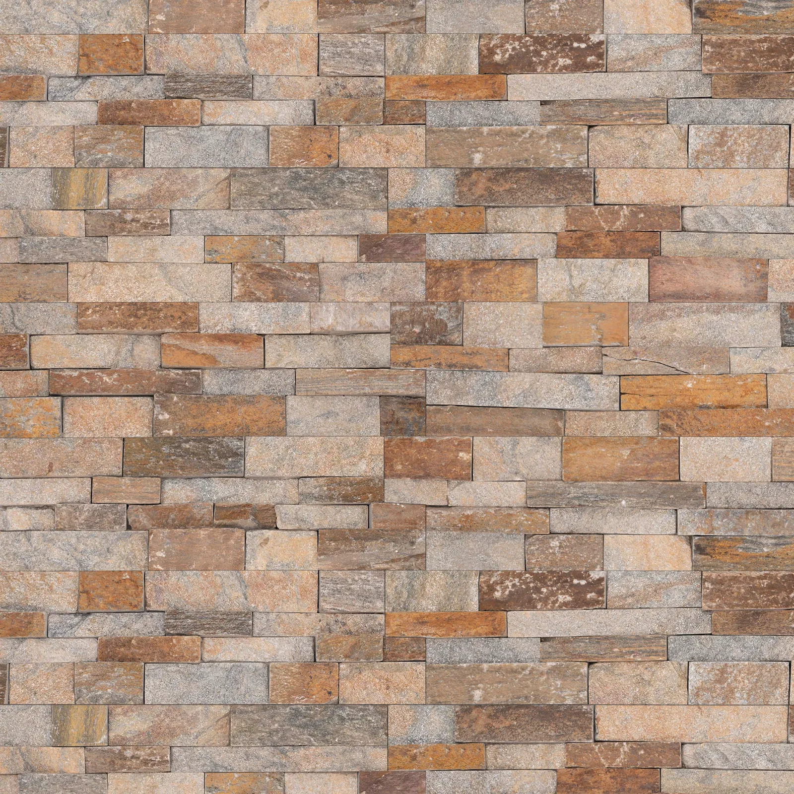 Canyon Creek Panel in brown splitface finish, 6x24 inches, quartzite stacked stone
