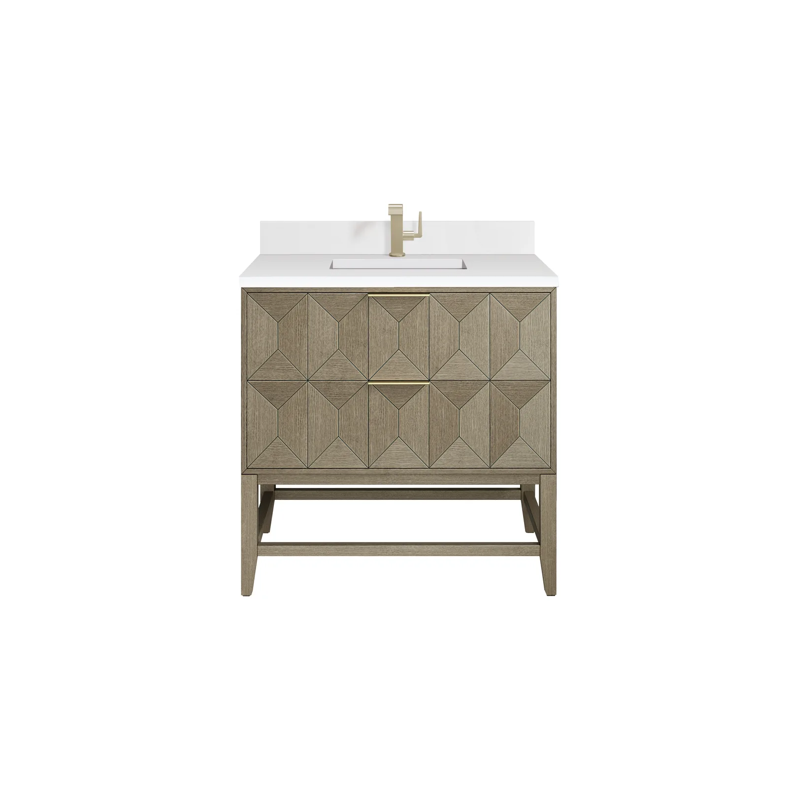 Emmeline 36" Vanity in Pebble Oak finish, solid Ash wood, modern design