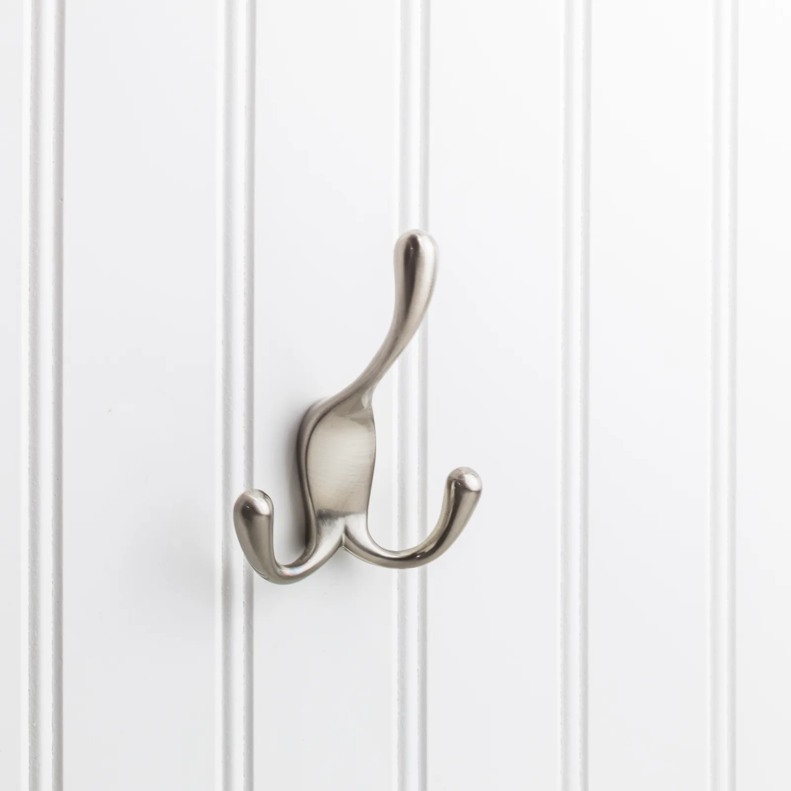 4" Triple Zinc Concealed Mount Hook in Satin Nickel finish, decorative hardware for stylish organization
