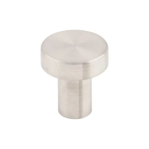 Post Knob in polished stainless steel finish, decorative hardware for cabinetry and furniture