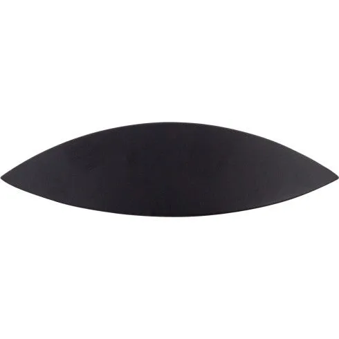 Eyebrow Cup Pull in flat black, brushed satin nickel, and polished chrome finishes, decorative hardware for cabinetry