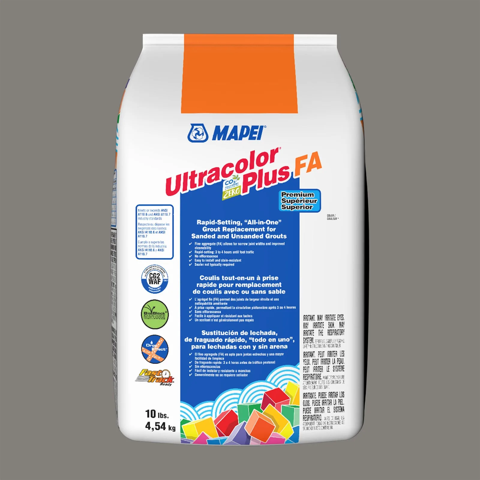 Mapei Ultracolor Plus FA Iron Grout 10-lb, color Iron, all-in-one grout for tile installations