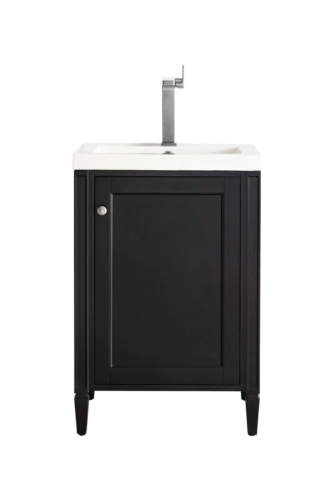 Britannia 23.625" Vanity in Black Onyx with White Glossy Mineral Composite Top, Freestanding Bathroom Furniture
