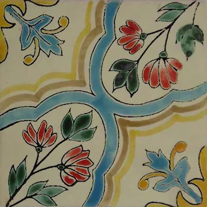 Hand Brushed #22 ceramic tile in matte antique finish, size options 4" x 4" and 6" x 6"