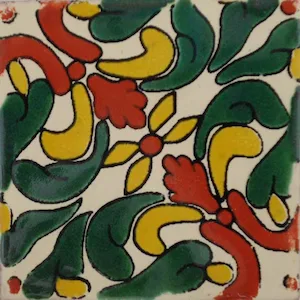 L64A Green Blossom Talavera Tile 4x4 glazed ceramic
