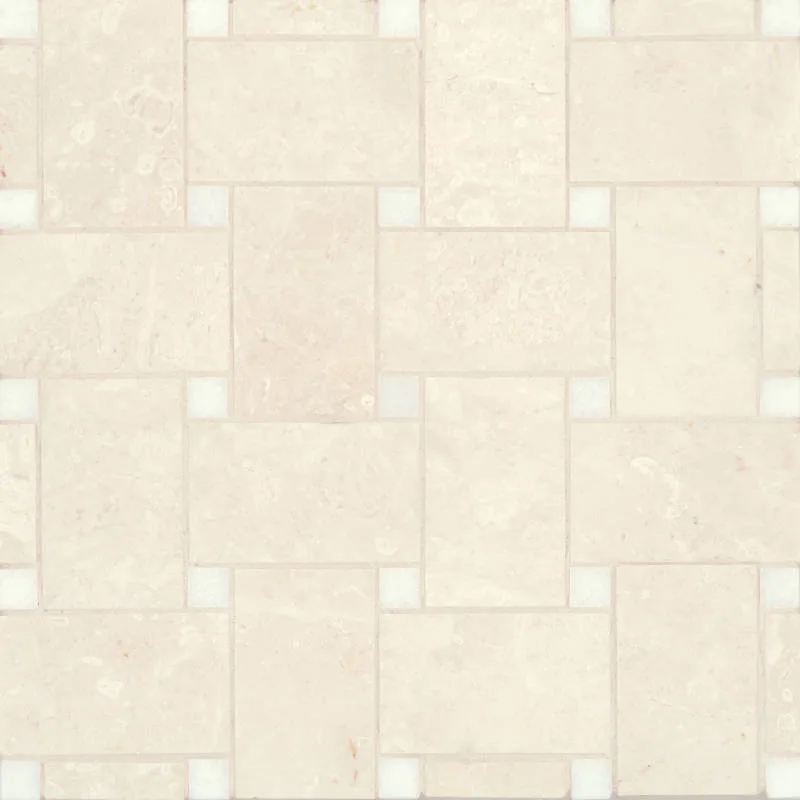 Jumbo Basketweave Beige Marble & Thassos Dot