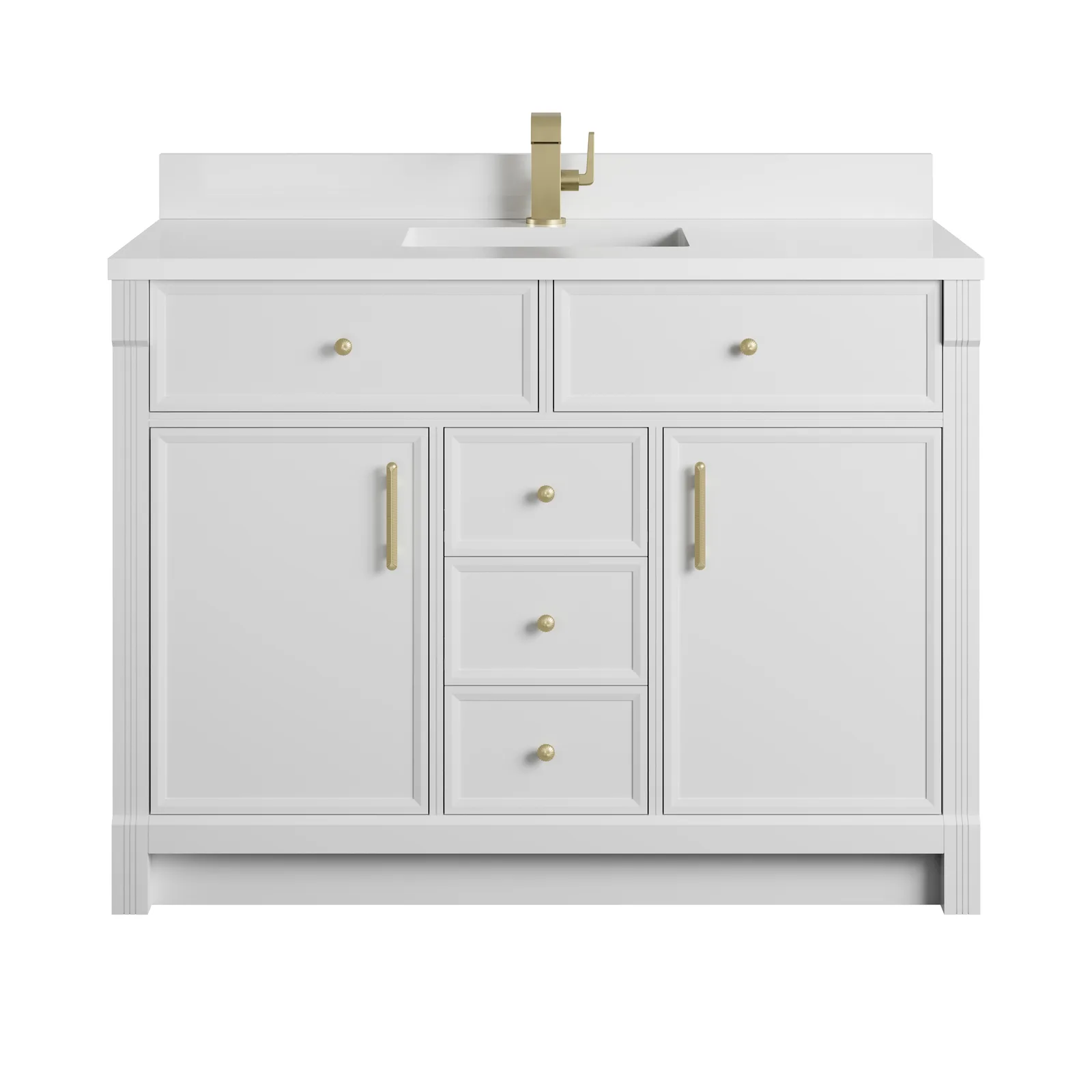 Bellshire 48" Vanity in Bright White, Poplar material, 48" width, modern transitional design