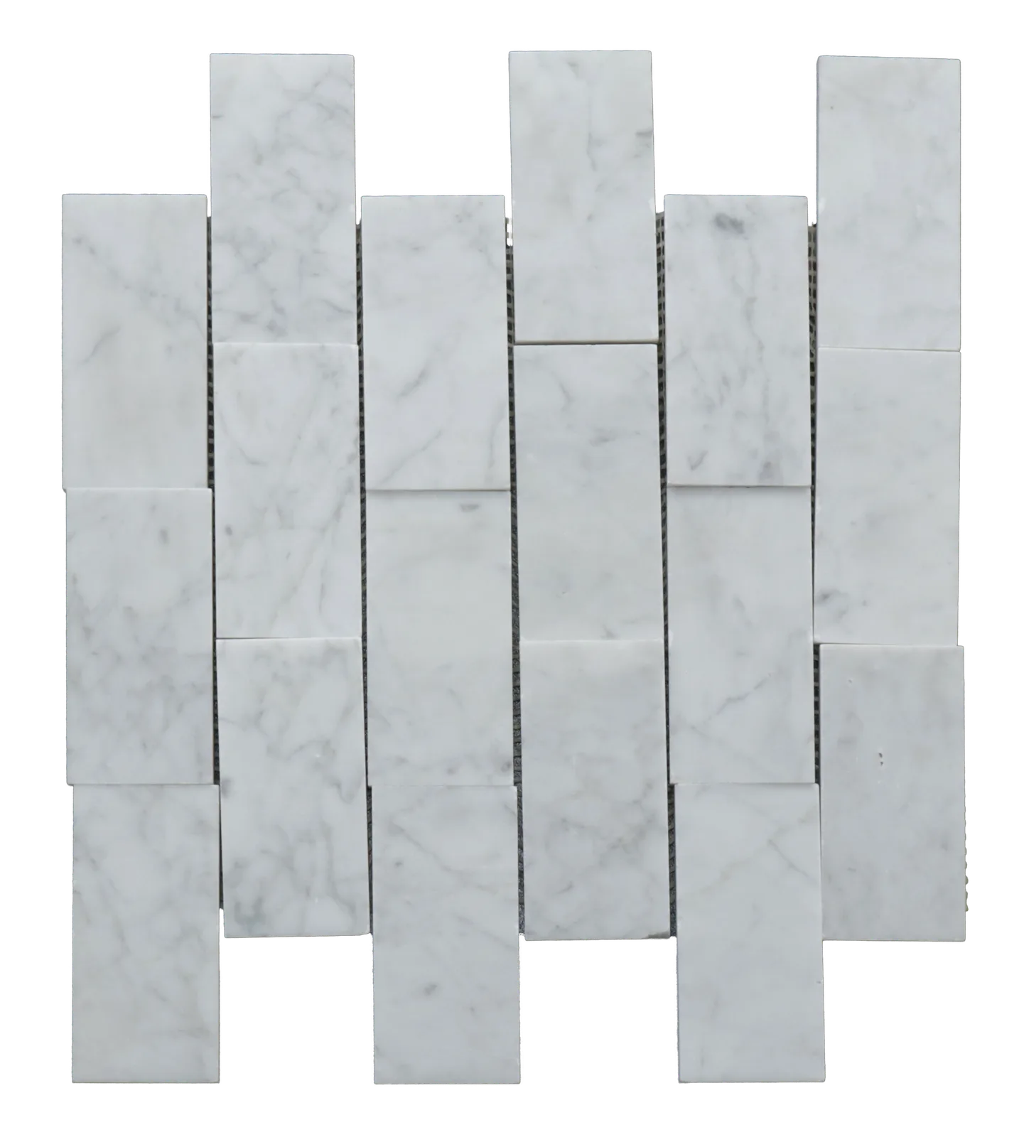 Carrara White 3/1/2 Brick Mosaic Tile in honed finish, marble material, ideal for floor and wall applications