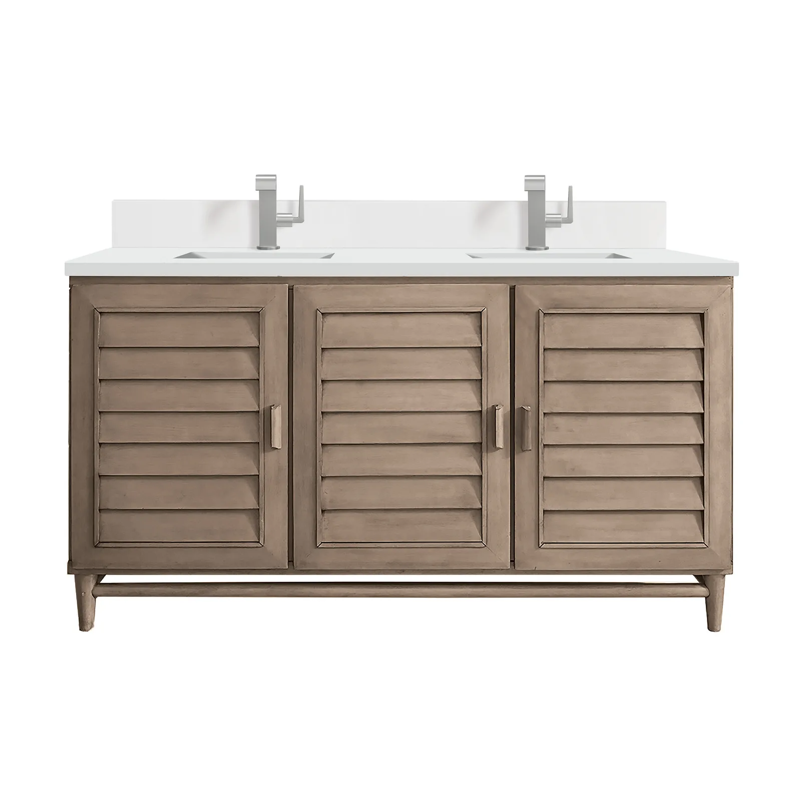 Portland 60" Vanity in Whitewashed Walnut with Silestone countertop and undermount sink