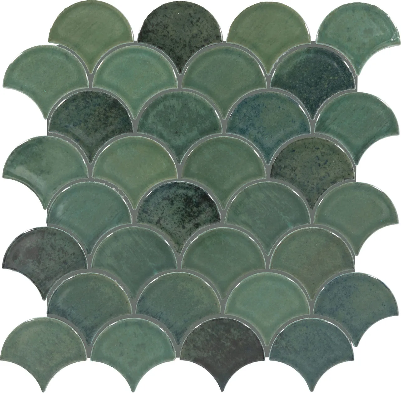 Daltile Miramo Reef 3", Glossy, Fan Mosaic Tile