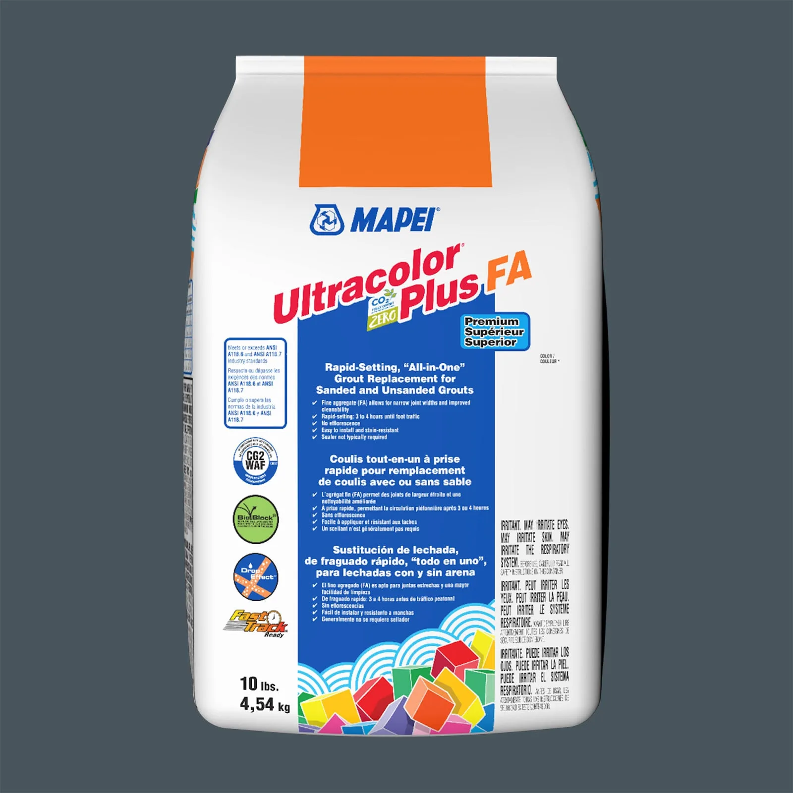 Mapei Ultracolor Plus FA Night Sky Grout 10 lb - dark grey color, all-in-one grout material