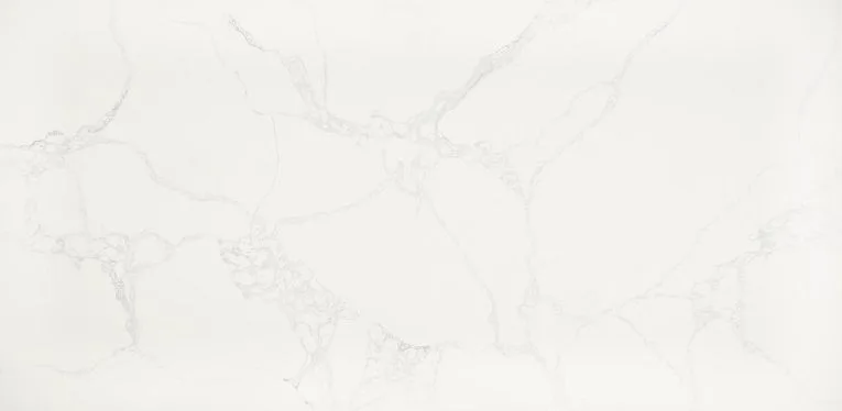 Calacatta Bellatrix Quartz Countertop in white with elegant veining, 2CM and 3CM thickness options, ideal for residential and commercial use.