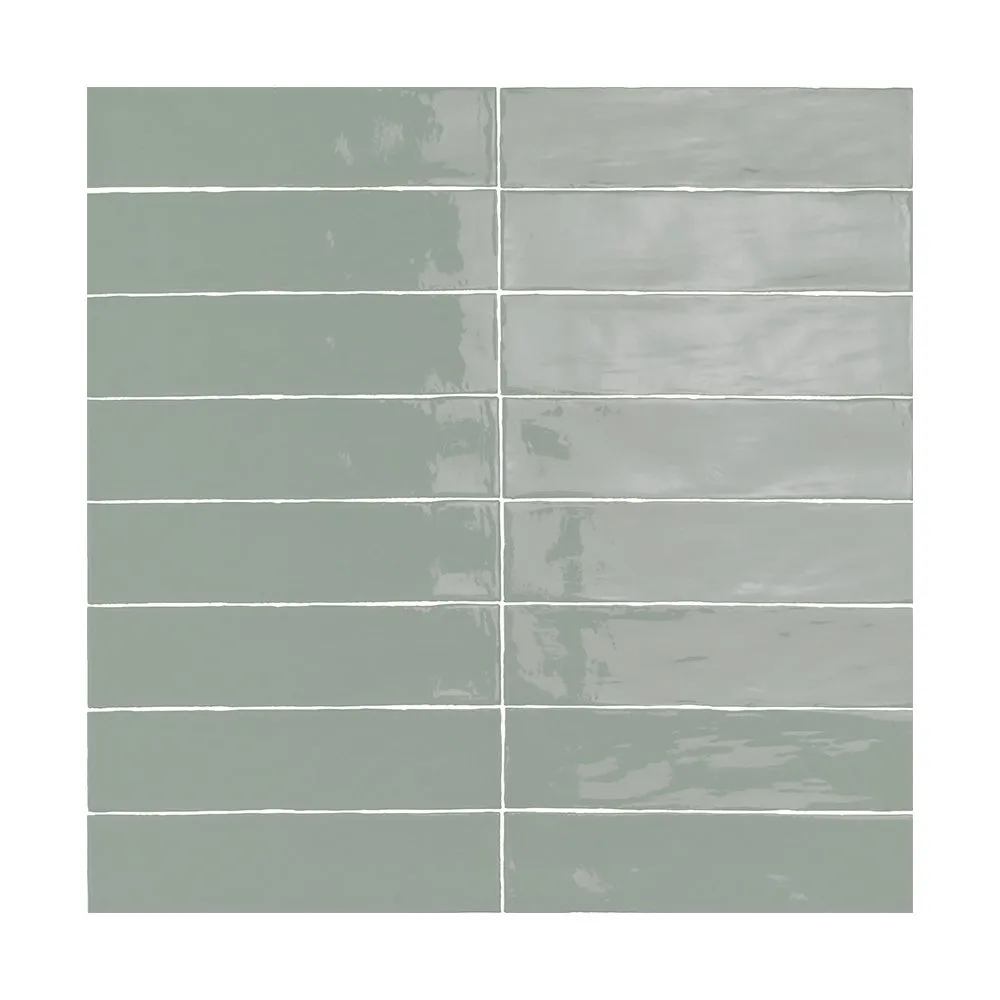 Verde Menta Ceramic Tile in glossy finish, 3x12 and 0.5x12 sizes, made from ceramic pressed material