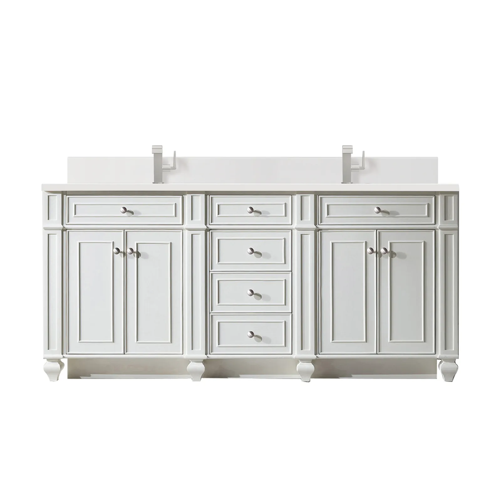 Bristol 72" Double Vanity in Bright White with Silestone countertop and Parawood material