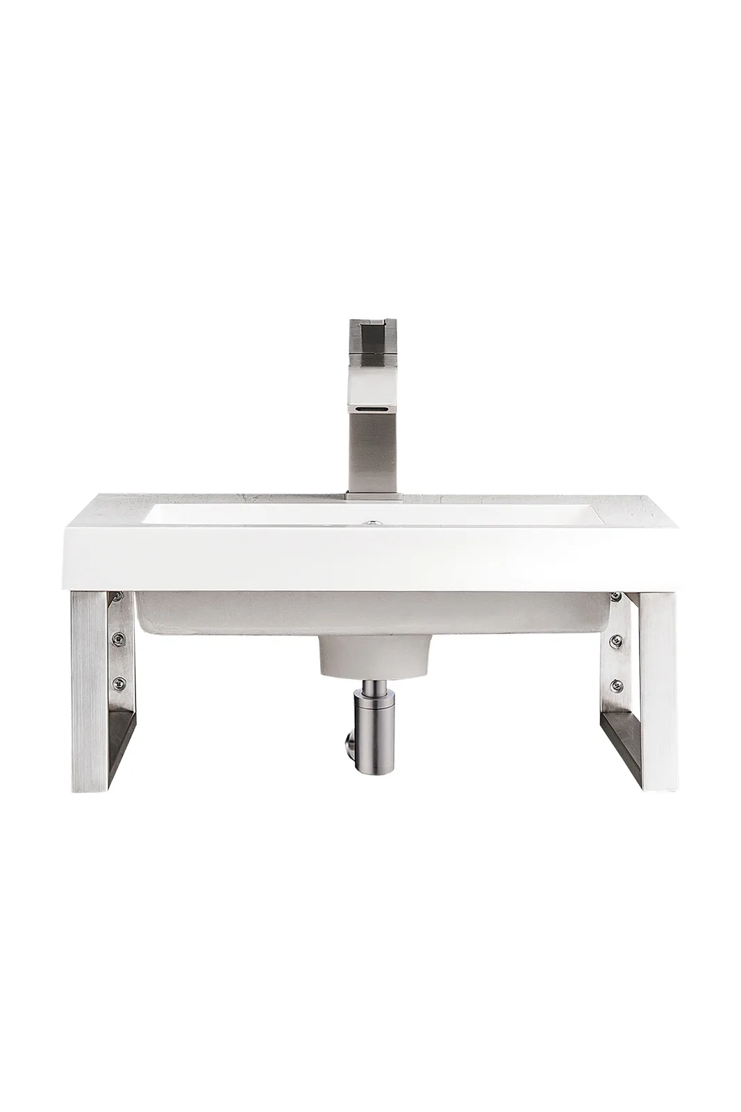 Boston 19.6" Floating Console Vanity in Radiant Gold with White Glossy Mineral Composite Stone top