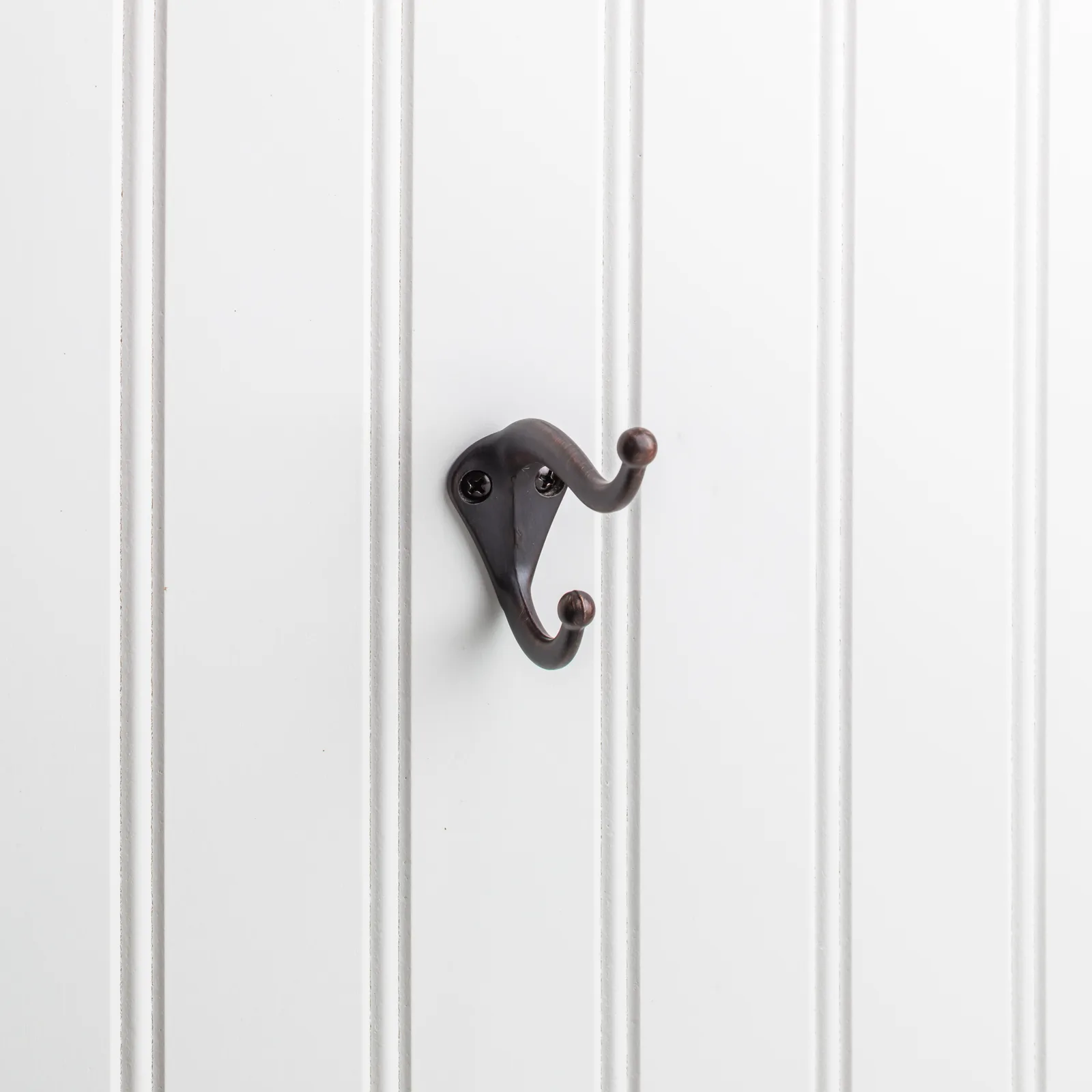 2-5/16" Double Zinc Wall Mount Hook in Brushed Oil Rubbed Bronze finish, decorative hardware for entryway or bathroom