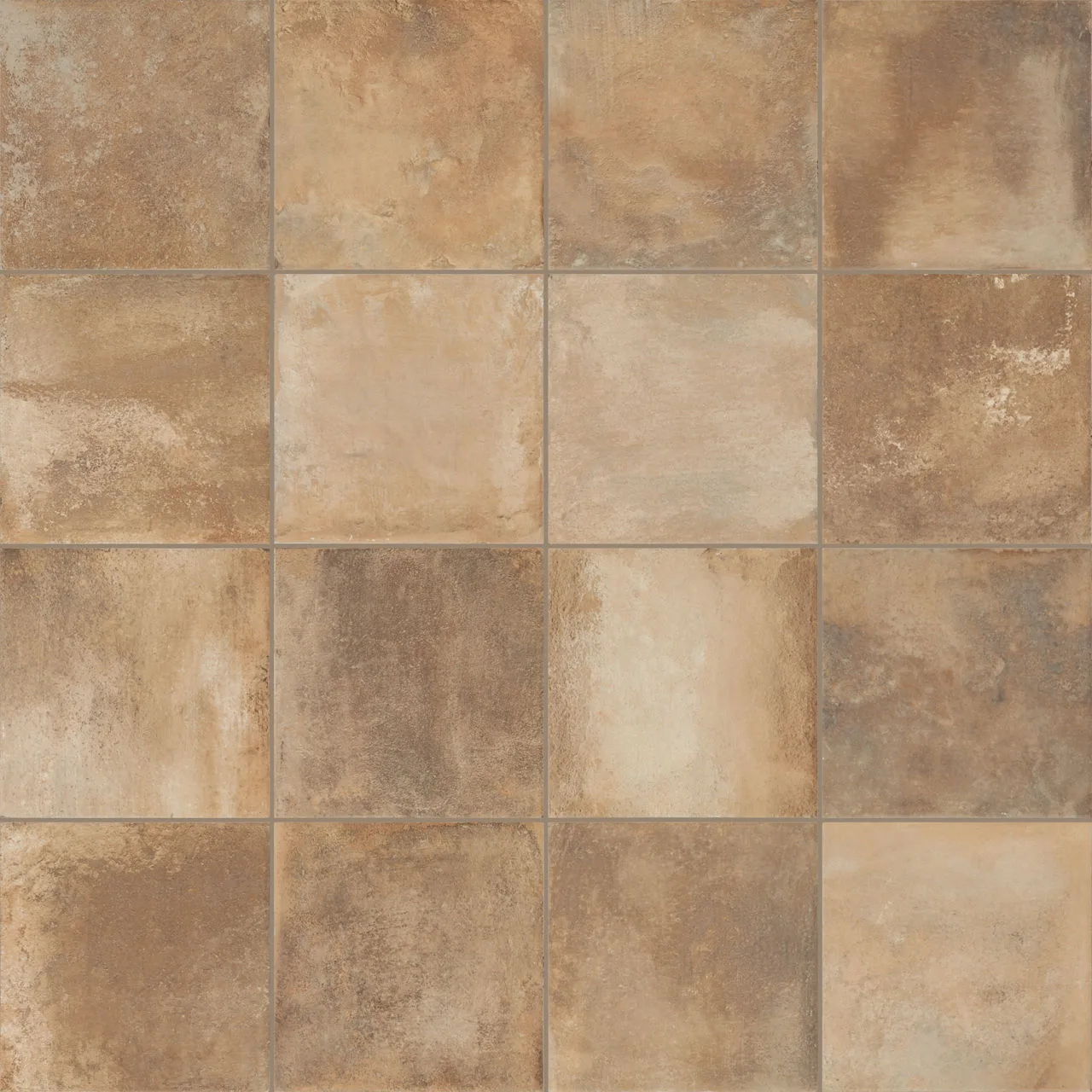 Marazzi Cotto Revival Alpaca porcelain tile in matte finish, 2x9 and 8x8 sizes, glazed porcelain material, neutral color