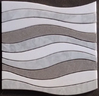 Wave Marble Mosaic Tile in polished finish, natural marble, elegant design, versatile for home decor
