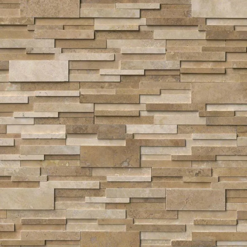 Casa Blend 3D Honed Panel in beige finish, 6x24 inches, stacked stone material