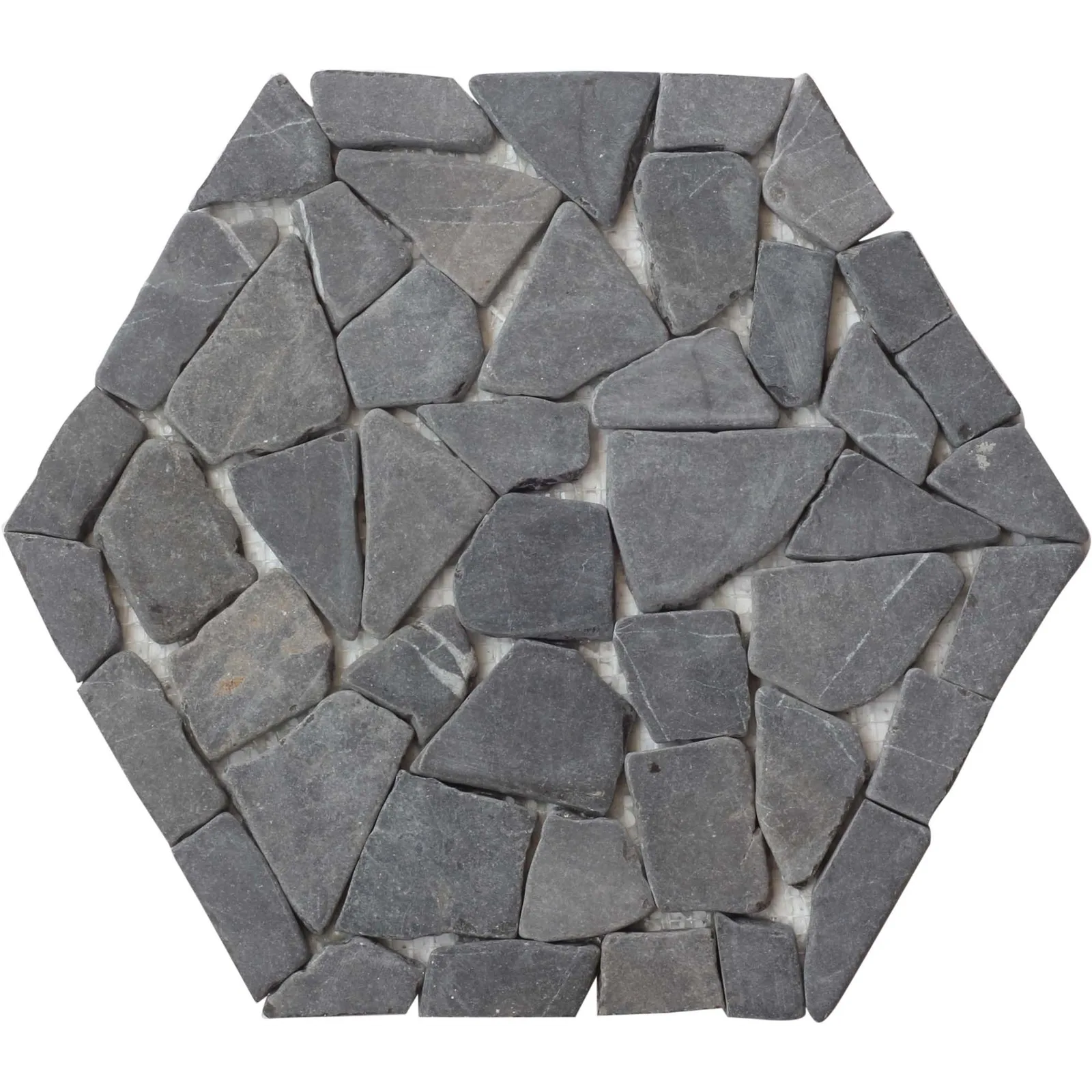 Flat Grey Honeycomb Pebble Mosaic