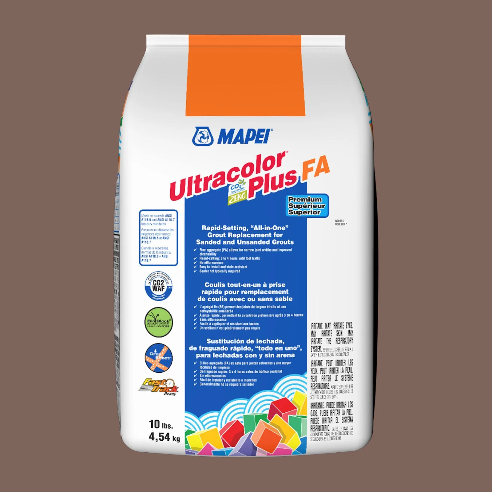 Mapei Ultracolor Plus FA Nutmeg Grout 10-lb bag, rich nutmeg color, all-in-one grout solution