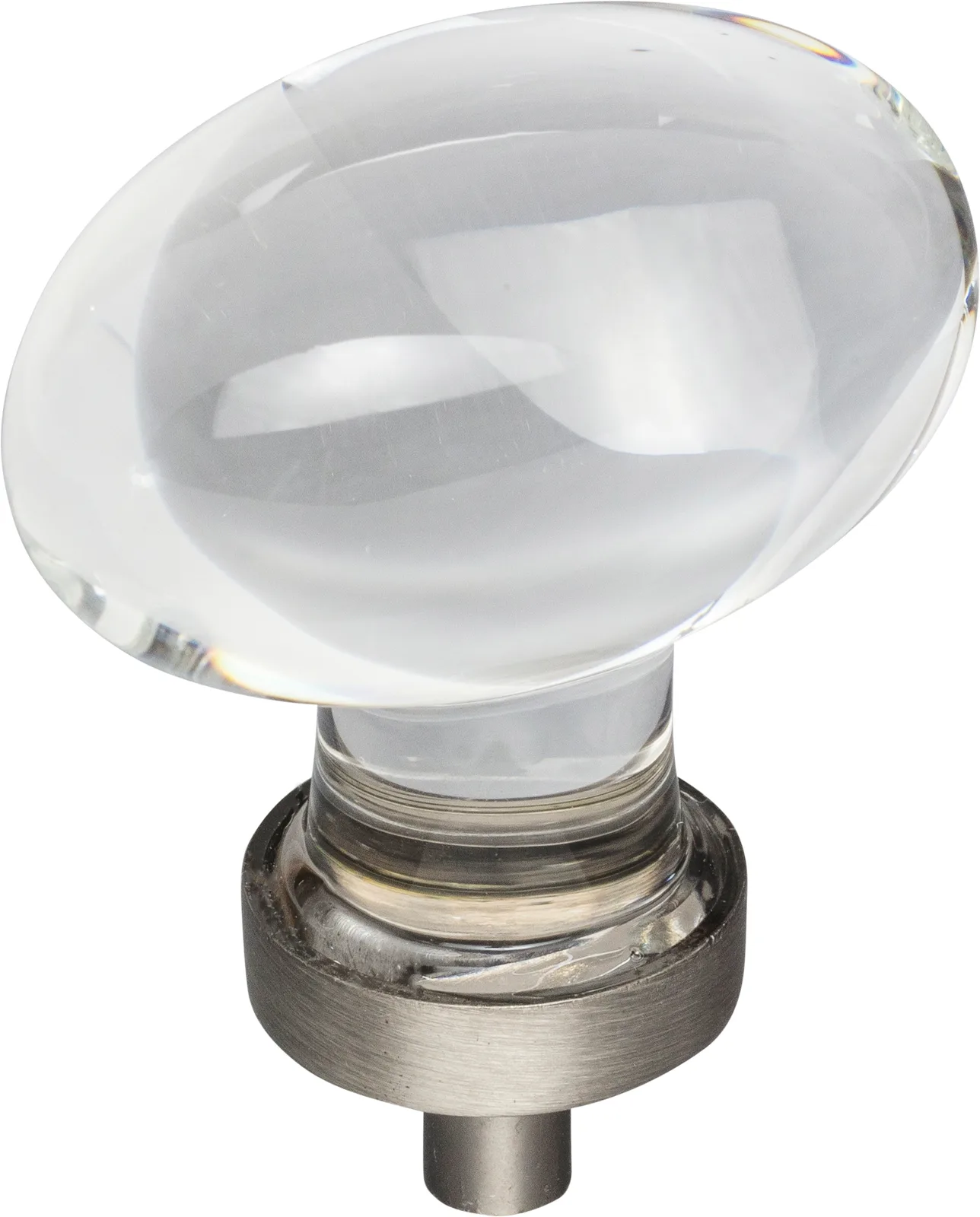 Harlow Large Football Glass Knob in polished chrome finish, 1-5/8" length, decorative hardware