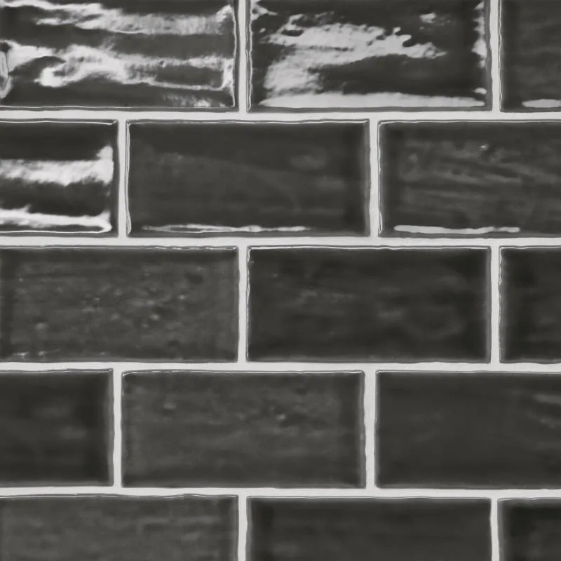 Black Sea Gloss Wall Tile in black color, ceramic material, available in 4x4, 2.5x10, and 2.5x5 sizes.