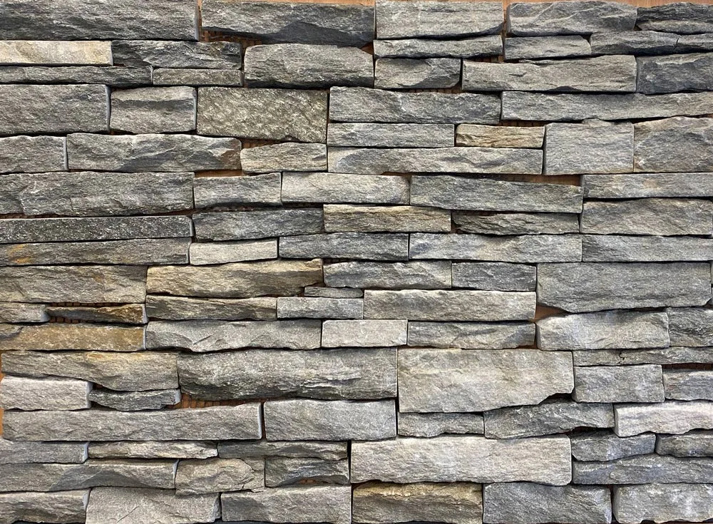 Navy Grey Natural Stone Ledger Panel 8x18 natural stone mesh back finish