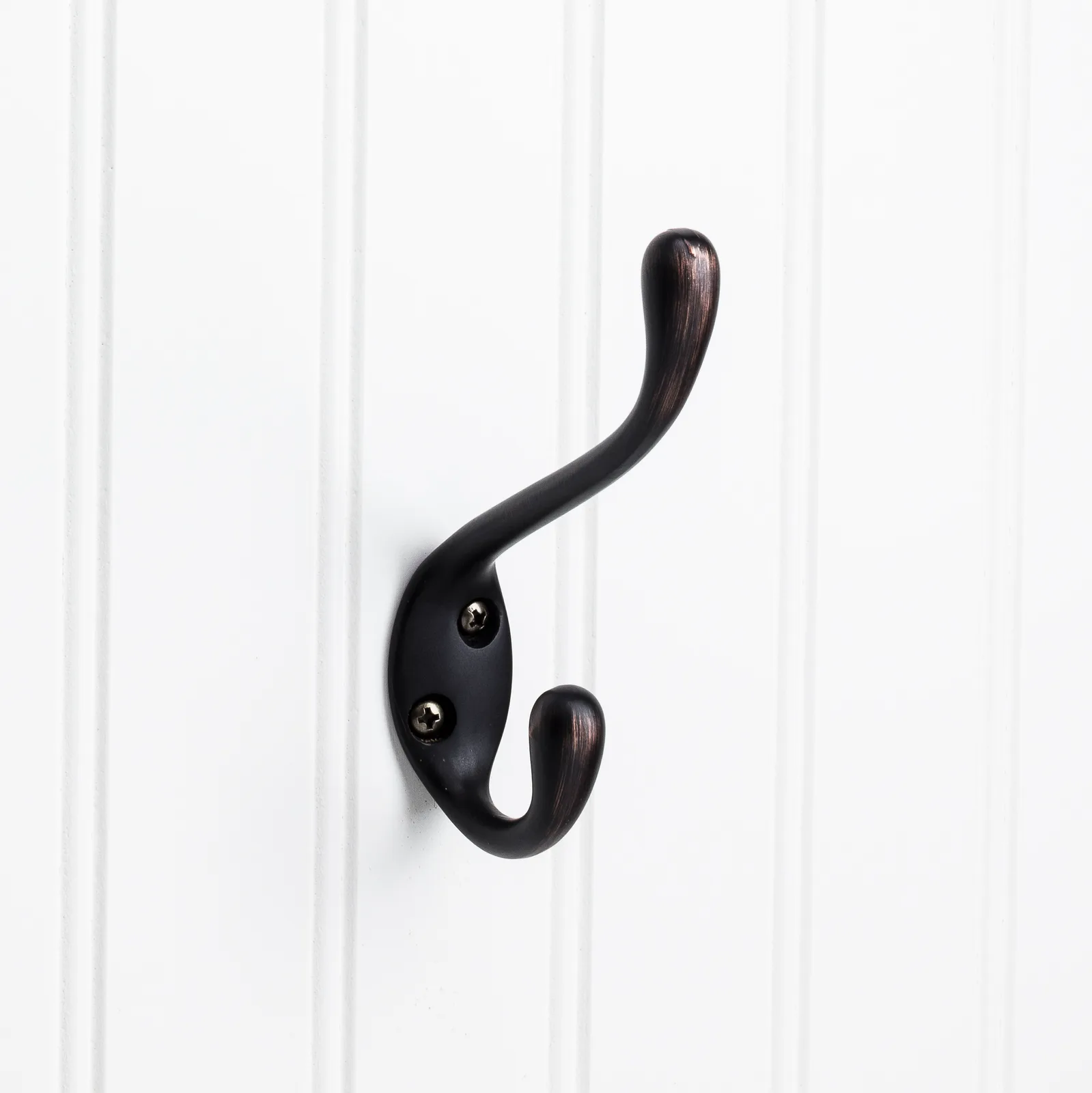 4-1/2" Double Zinc Wall Mount Hook in Oil Rubbed Bronze, Decorative Hardware, Elements brand
