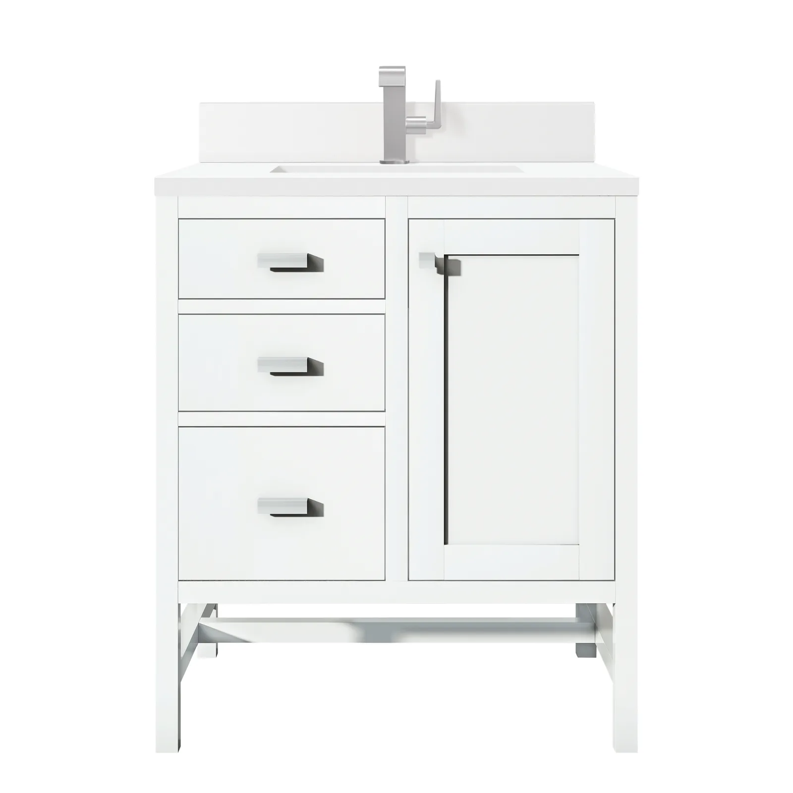 Addison 30" Vanity in Glossy White with Silestone countertop, Yellow Poplar material