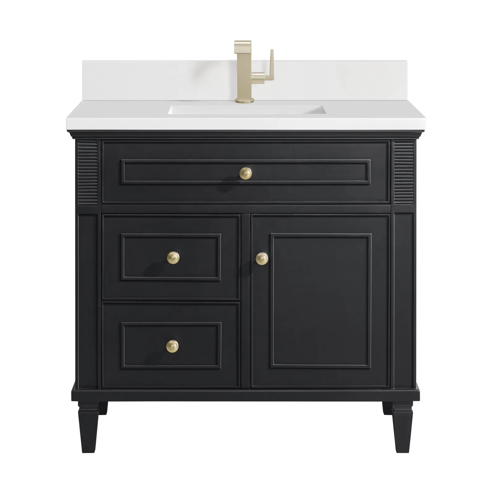 Lorelai 36" Vanity in Whitewashed Oak with Silestone Low Silica countertop and undermount sink