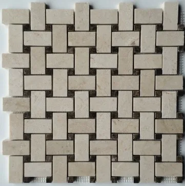 Crema Marfil & Emperador Dark Marble Mosaic tile in polished finish, showcasing natural marble patterns and colors.
