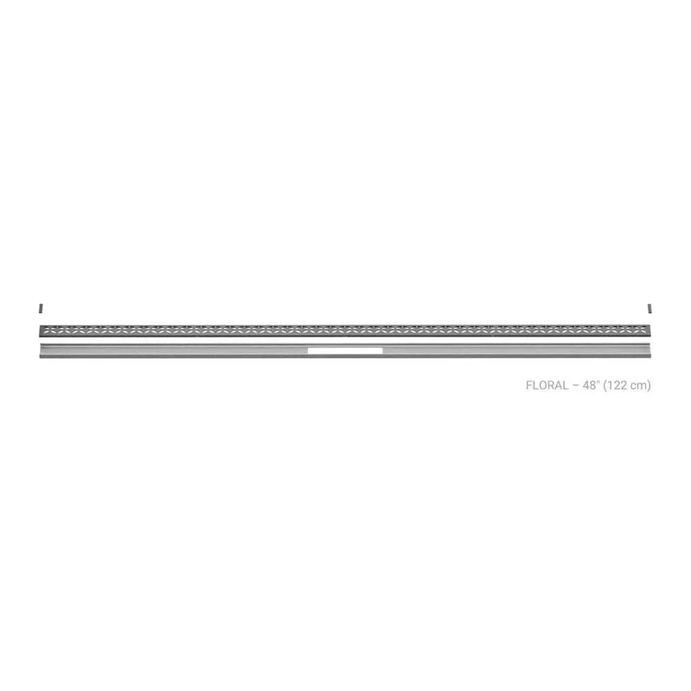 Schluter Kerdi-Line-Vario Pewter 48 in. Floral Grate and Channel Floor Installation Kit, pewter textured finish