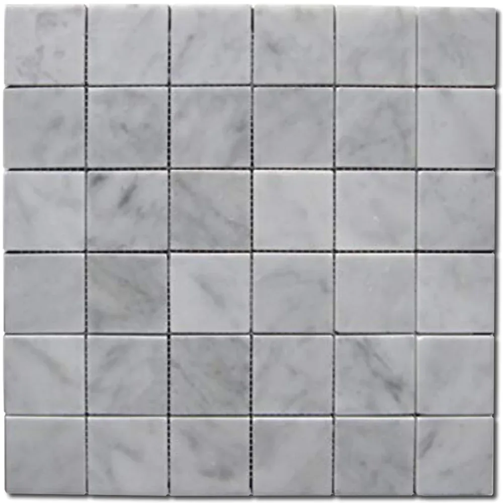 Carrara White Marble Square Mosaic Tile 2x2 polished finish marble