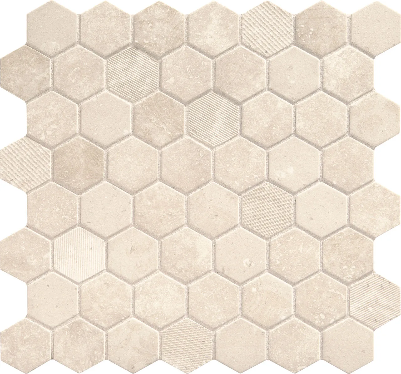 Daltile Vintage Hex Antique Beige 1.5", Matte, Hexagon Mosaic Tile