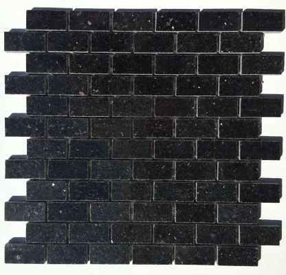 Black Galaxy Marble Mosaic tile, polished finish, rich black color with gold and white flecks, natural marble material
