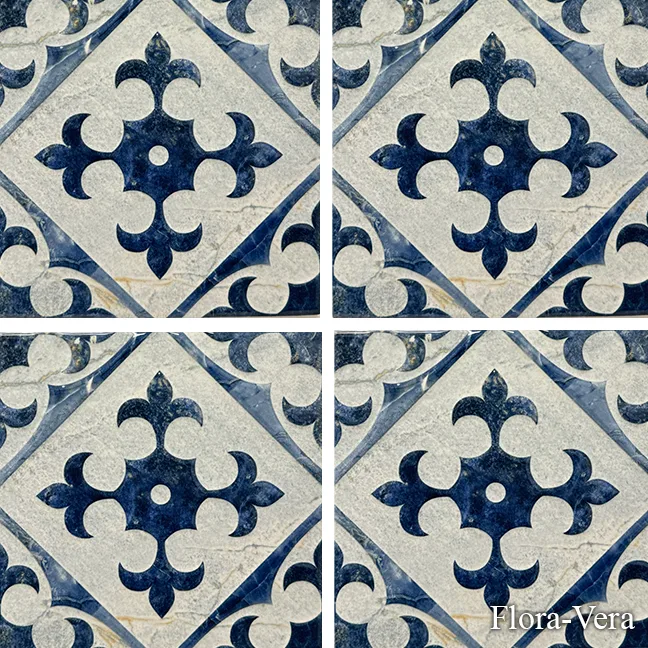 Flora Series Pool Tile in Vera and Beliz colors, 6x6 ceramic tiles for pool areas
