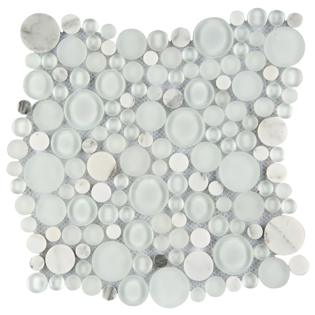 Lucente Ambrato 12x12 Glass Stone Gloss/Matte Circle Mosaic