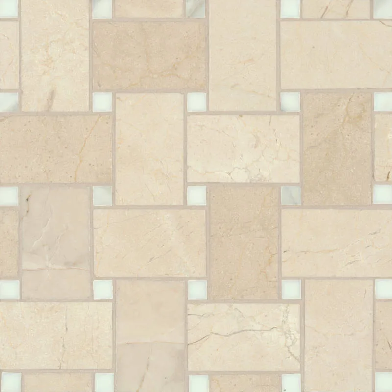 Jumbo Basketweave Crema Marfil & Calacatta Dot
