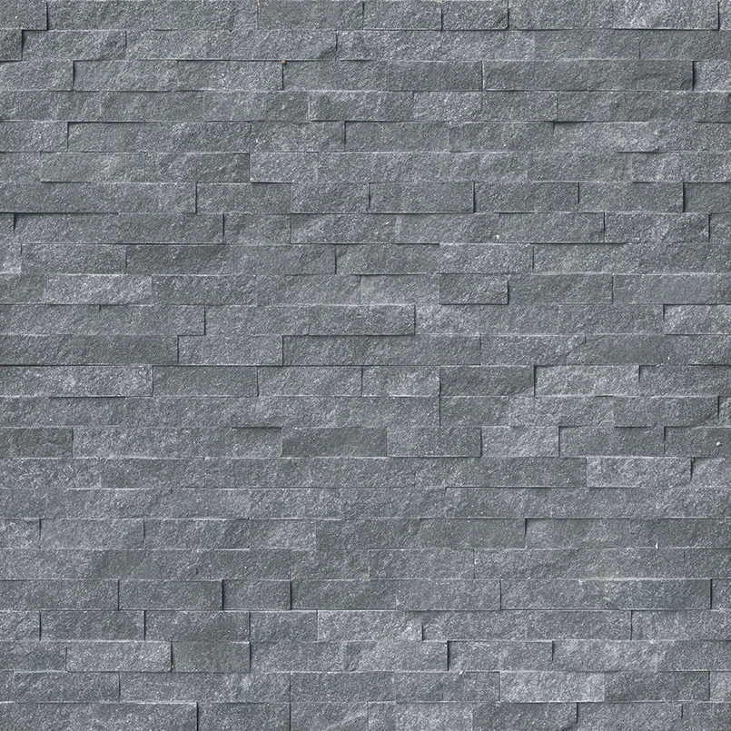 Cosmic Black Split Face Panel 6x24 inches in black finish, made from stacked stone material
