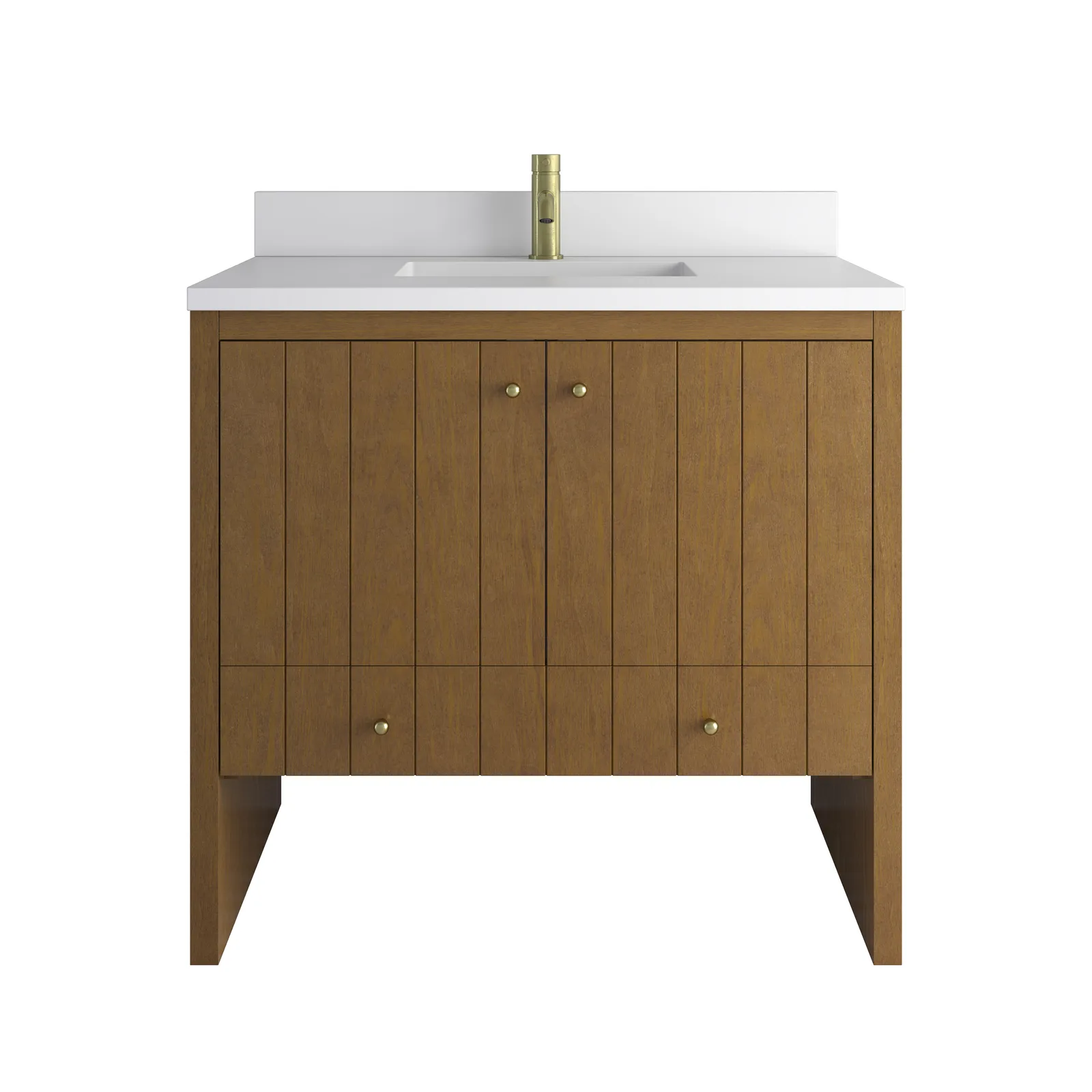 Hudson 36" Vanity in Honey Oak finish with Silestone countertop and porcelain sink