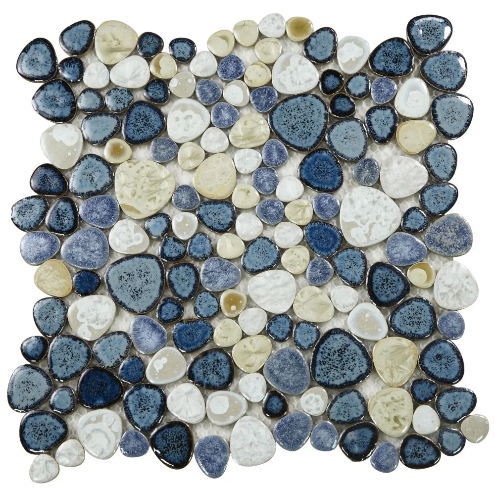 Growing Ocean Mosaic Tile 11.50x11.50 inches in ocean color, pebble look, mosaic material