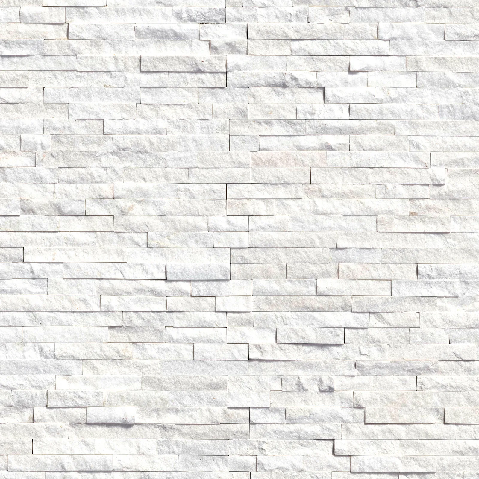 Arctic White Stacked Stone Panel 6x24 Splitface Honed finish, White-Cool color, perfect for modern interiors