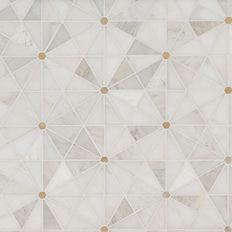Elegante Pinwheel Gold Mosaic Tile, gold color, 5/16 thickness, premium material from MSI Surfaces