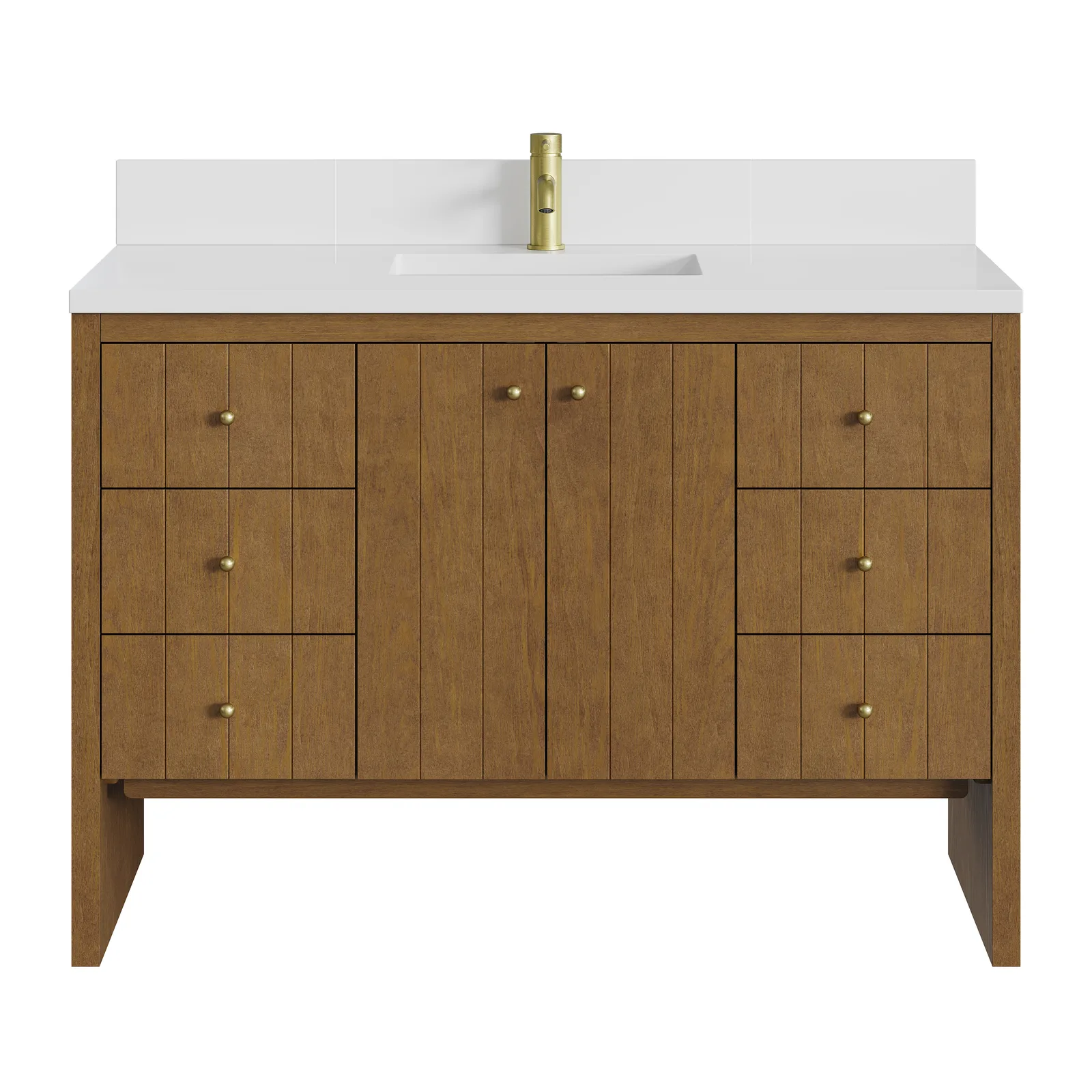 Hudson 48" Vanity in Light Natural Oak with Silestone countertop and undermount sink, modern design